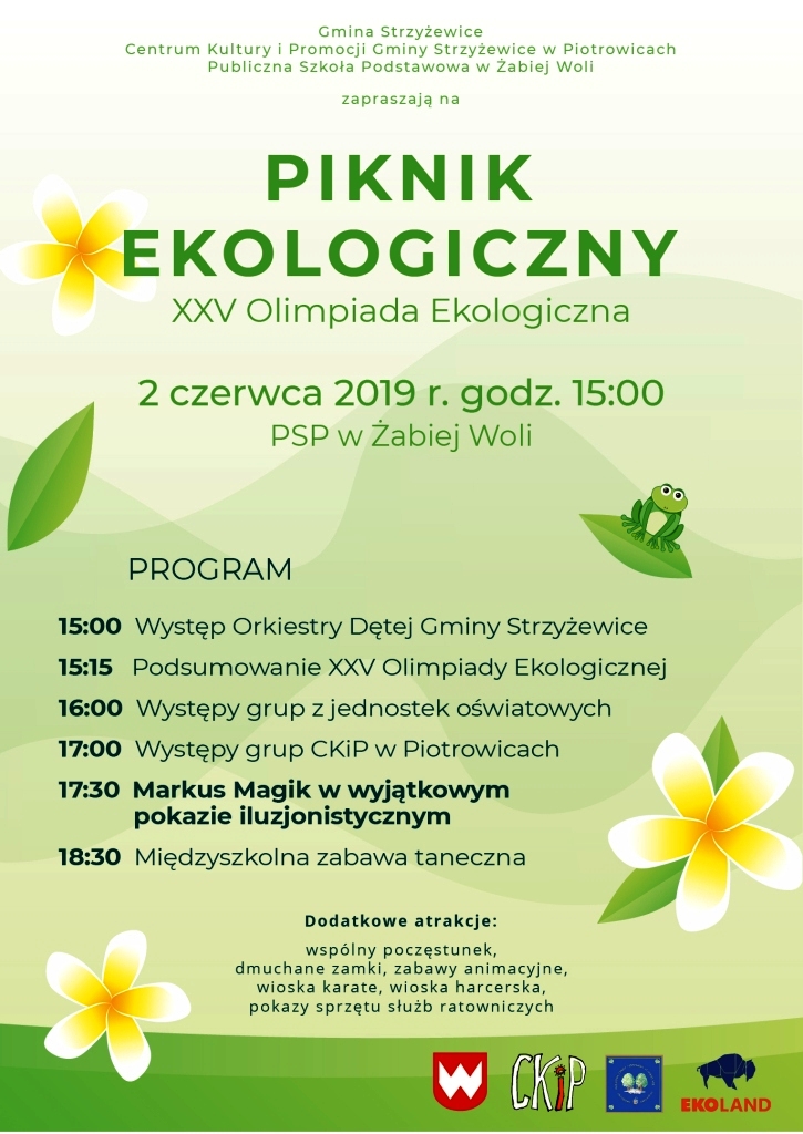 Zaproszenie na Piknik Ekologiczny - PSP Żabia Wola - 2 czerwca 2019
