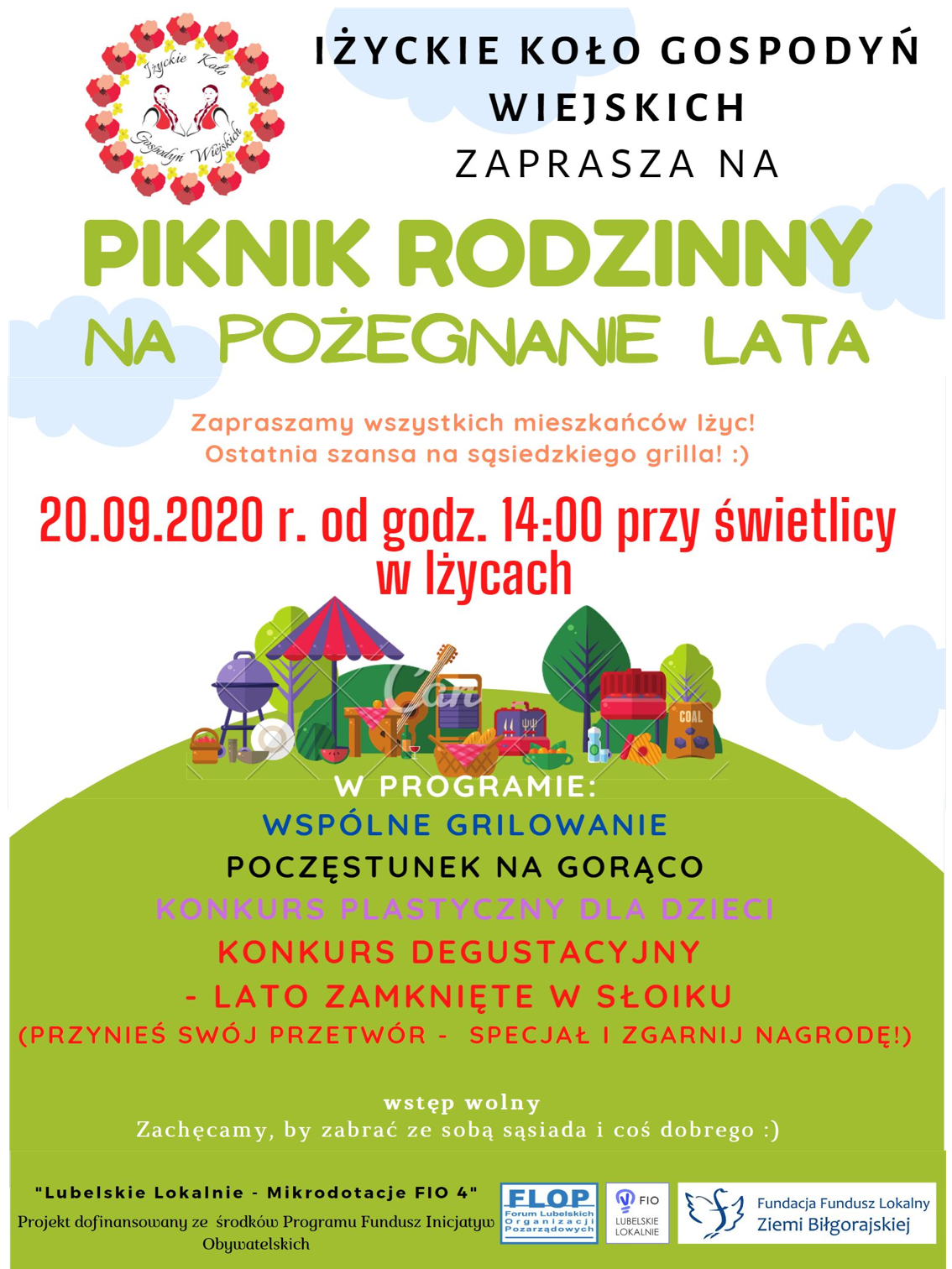 piknik rodzinny na zakończenie lata sołectwo Iżyce